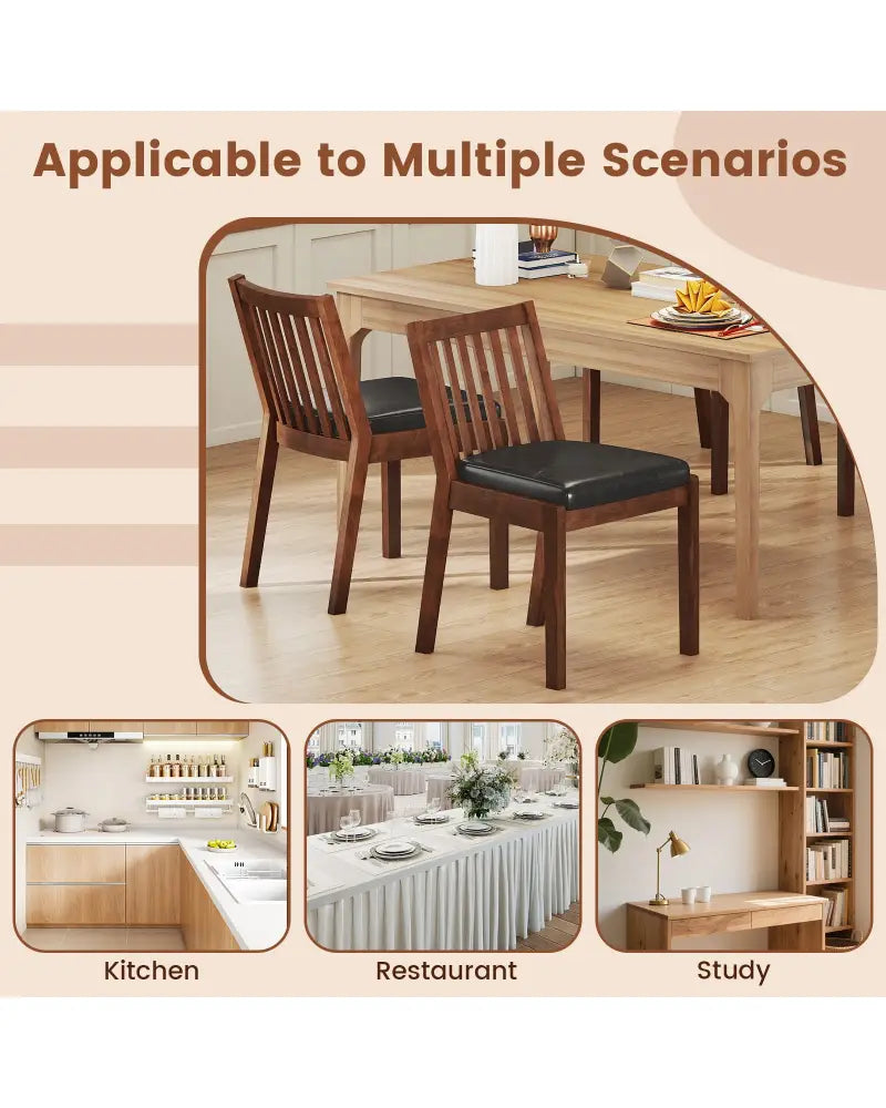 PU Leather Upholstered Dining Chair with Padded Seat Set of 2-Espresso - Espresso - Dining Chairs