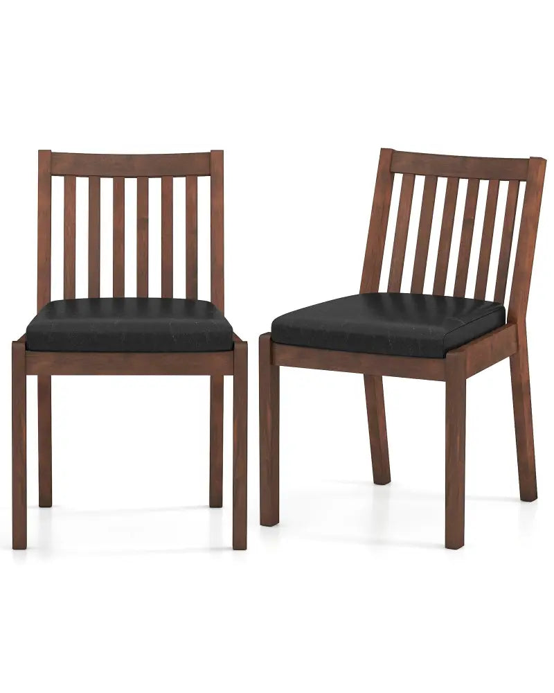 PU Leather Upholstered Dining Chair with Padded Seat Set of 2-Espresso - Espresso - Dining Chairs