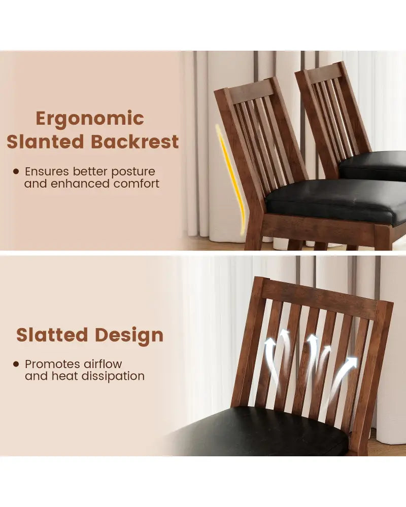 PU Leather Upholstered Dining Chair with Padded Seat Set of 2-Espresso - Espresso - Dining Chairs