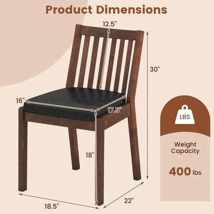 PU Leather Upholstered Dining Chair with Padded Seat Set of 2-Espresso - Espresso - Dining Chairs