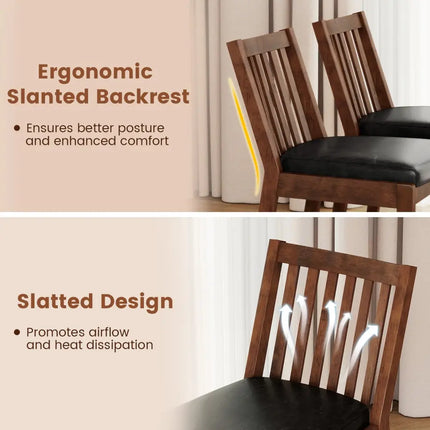 PU Leather Upholstered Dining Chair with Padded Seat Set of 2-Espresso - Espresso - Dining Chairs