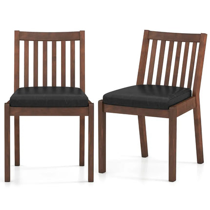PU Leather Upholstered Dining Chair with Padded Seat Set of 2-Espresso - Espresso - Dining Chairs