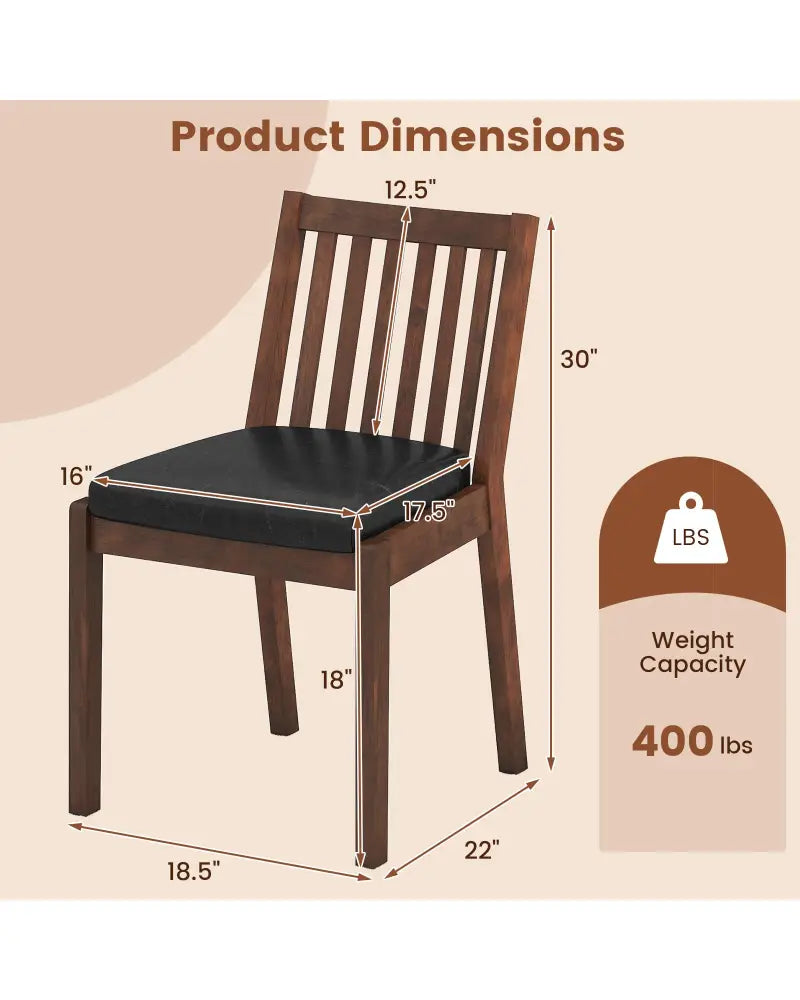 PU Leather Upholstered Dining Chair with Padded Seat Set of 2-Espresso - Espresso - Dining Chairs