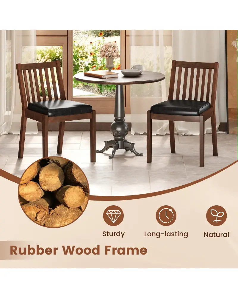 PU Leather Upholstered Dining Chair with Padded Seat Set of 2-Espresso - Espresso - Dining Chairs