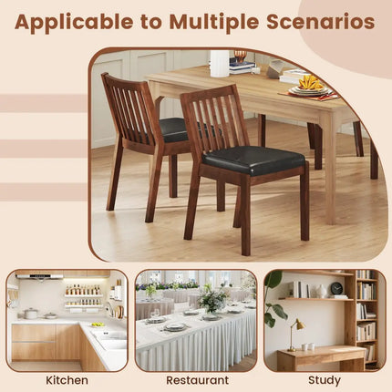 PU Leather Upholstered Dining Chair with Padded Seat Set of 2-Espresso - Espresso - Dining Chairs