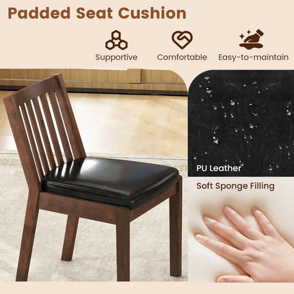 PU Leather Upholstered Dining Chair with Padded Seat Set of 4-Espresso - Espresso - Dining Chairs