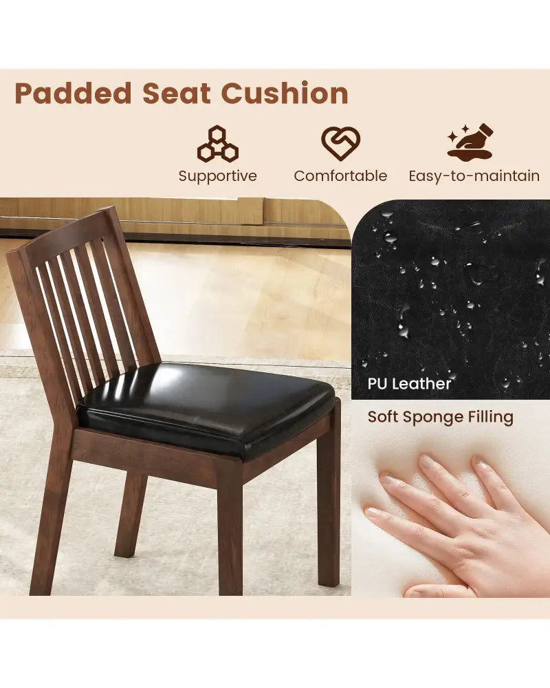 PU Leather Upholstered Dining Chair with Padded Seat Set of 4-Espresso - Espresso - Dining Chairs