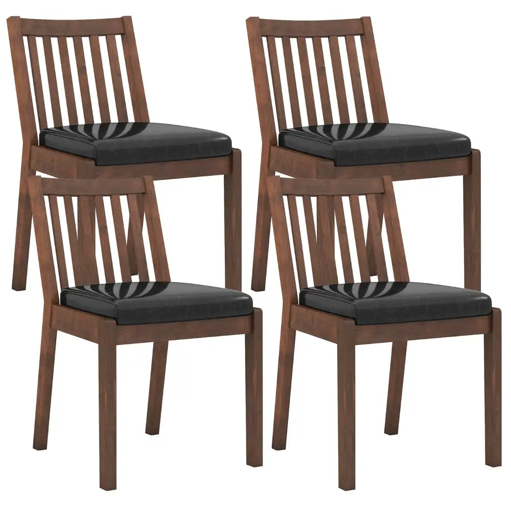 PU Leather Upholstered Dining Chair with Padded Seat Set of 4-Espresso - Espresso - Dining Chairs