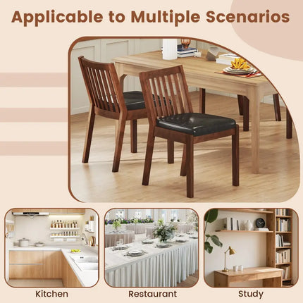 PU Leather Upholstered Dining Chair with Padded Seat Set of 4-Espresso - Espresso - Dining Chairs
