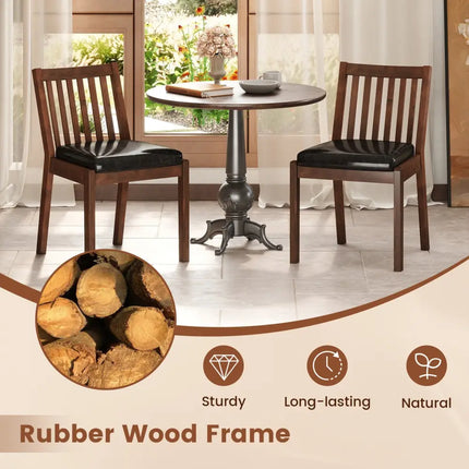 PU Leather Upholstered Dining Chair with Padded Seat Set of 4-Espresso - Espresso - Dining Chairs