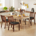 PU Leather Upholstered Dining Chair with Padded Seat Set of 4-Espresso - Espresso - Dining Chairs