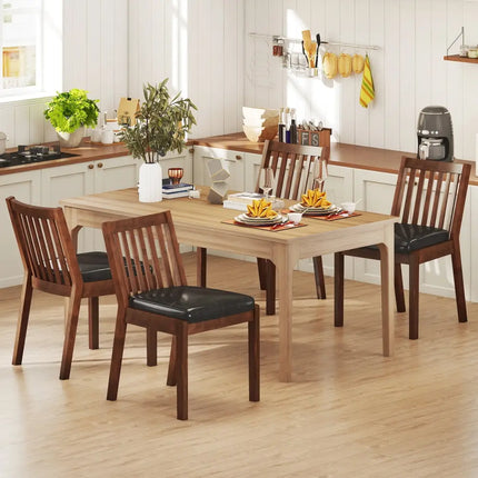 PU Leather Upholstered Dining Chair with Padded Seat Set of 4-Espresso - Espresso - Dining Chairs