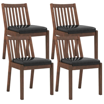 PU Leather Upholstered Dining Chair with Padded Seat Set of 4-Espresso - Espresso - Dining Chairs