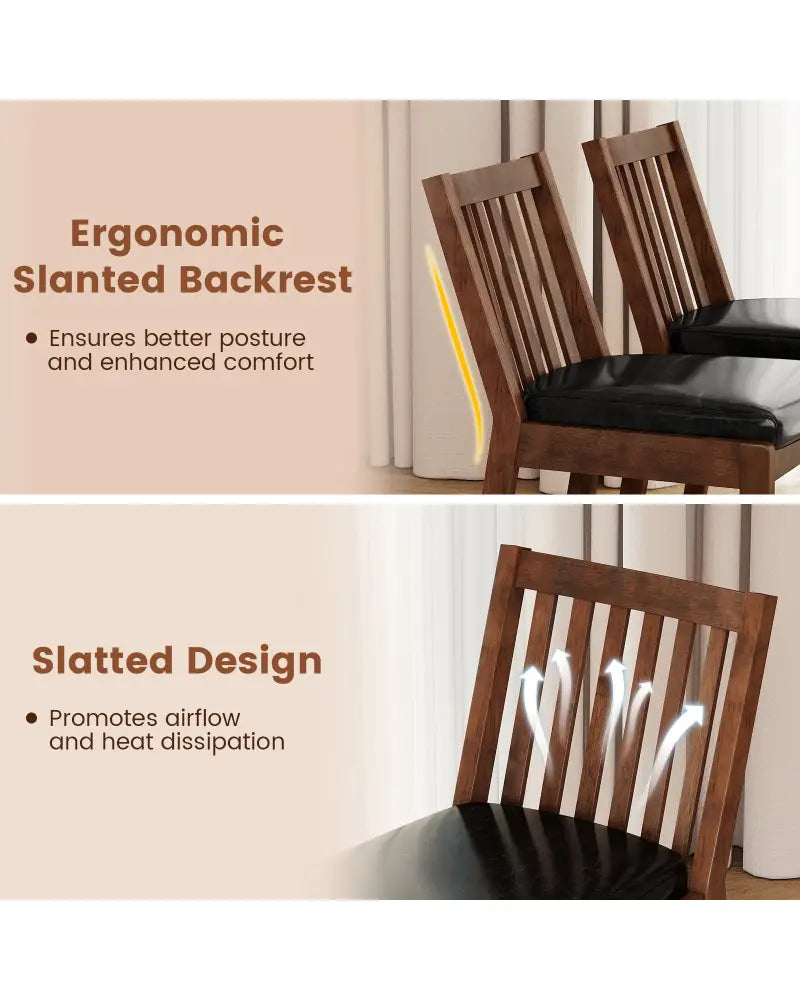 PU Leather Upholstered Dining Chair with Padded Seat Set of 4-Espresso - Espresso - Dining Chairs