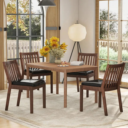 PU Leather Upholstered Dining Chair with Padded Seat Set of 4-Espresso - Espresso - Dining Chairs