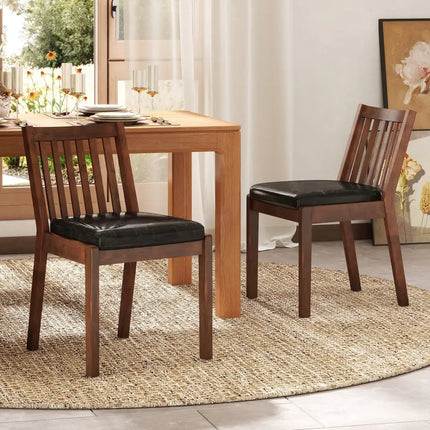 PU Leather Upholstered Dining Chair with Padded Seat Set of 4-Espresso - Espresso - Dining Chairs