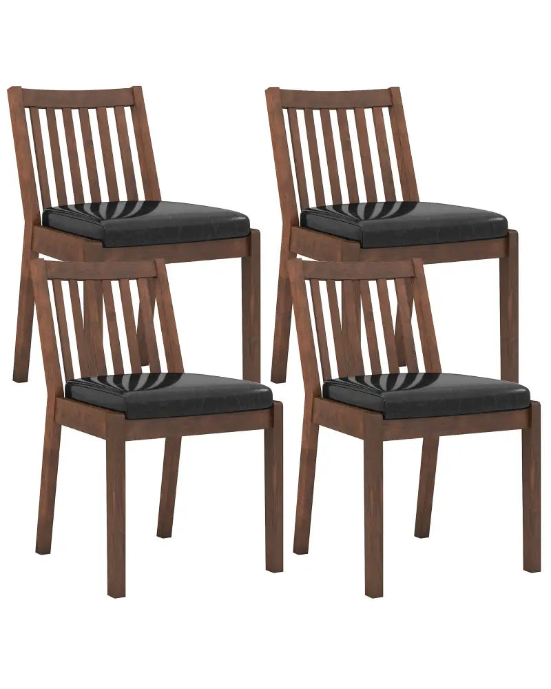 PU Leather Upholstered Dining Chair with Padded Seat Set of 4-Espresso - Espresso - Dining Chairs