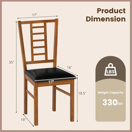 PU Leather Upholstered Wood Dining Chairs Set of 4-Walnut - Walnut - Dining Chairs