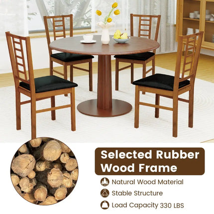 PU Leather Upholstered Wood Dining Chairs Set of 4-Walnut - Walnut - Dining Chairs