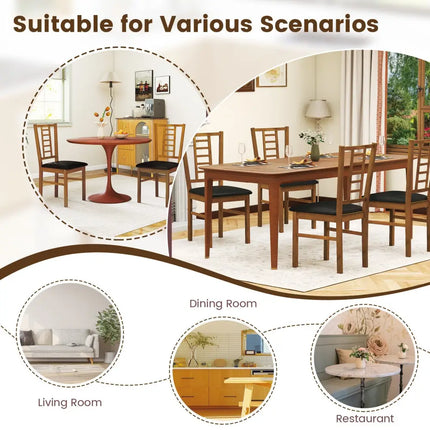 PU Leather Upholstered Wood Dining Chairs Set of 4-Walnut - Walnut - Dining Chairs