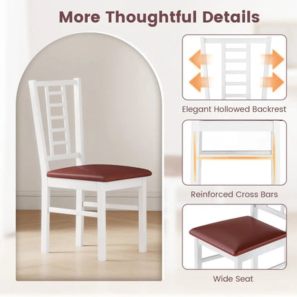 PU Leather Upholstered Wood Dining Chairs Set of 4-White - White - Dining Chairs