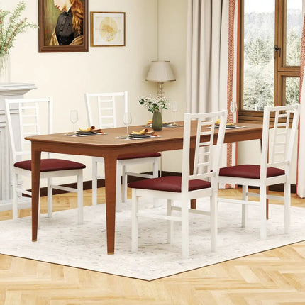 PU Leather Upholstered Wood Dining Chairs Set of 4-White - White - Dining Chairs