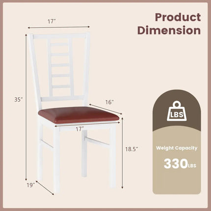 PU Leather Upholstered Wood Dining Chairs Set of 4-White - White - Dining Chairs