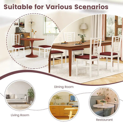 PU Leather Upholstered Wood Dining Chairs Set of 4-White - White - Dining Chairs