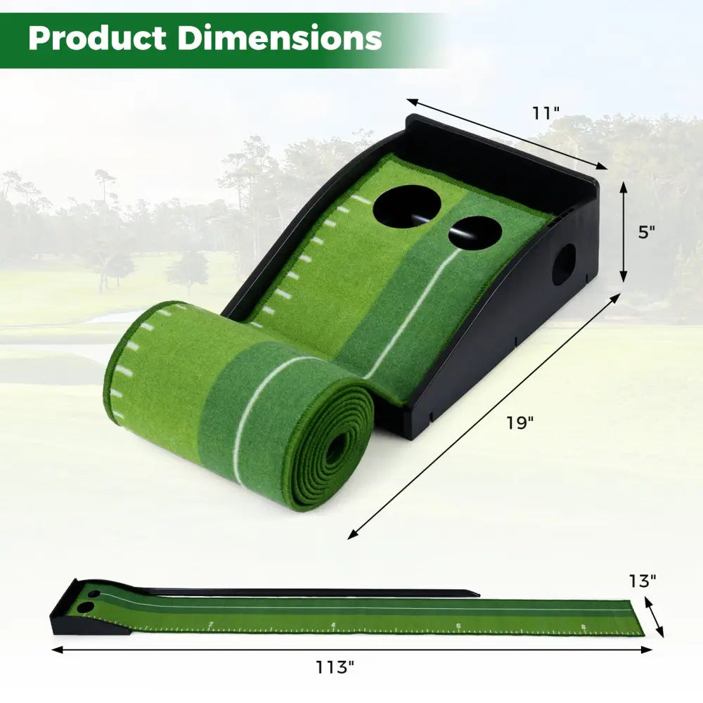 Putting Green Indoor Golf Putting Mat with Auto Ball Return 3 Putting Practice Balls - Golf