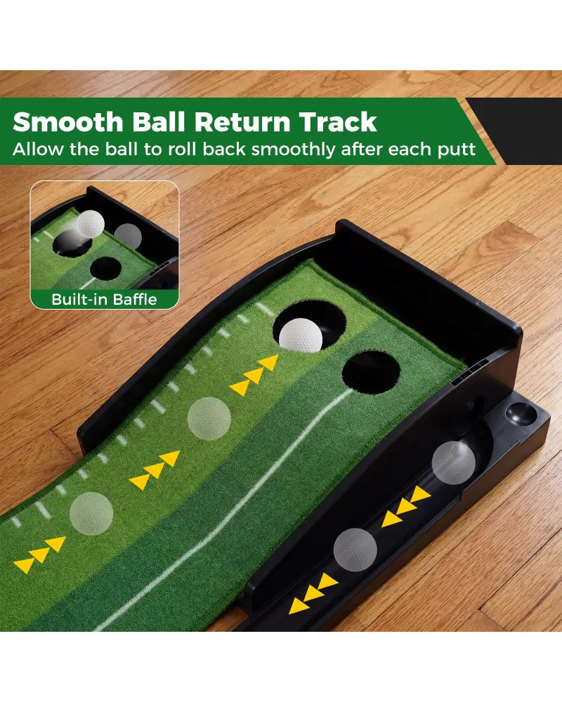 Putting Green Indoor Golf Putting Mat with Auto Ball Return 3 Putting Practice Balls - Golf