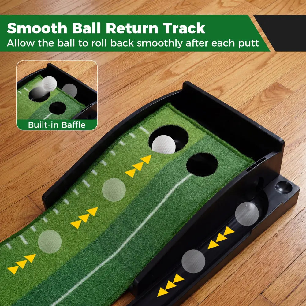 Putting Green Indoor Golf Putting Mat with Auto Ball Return 3 Putting Practice Balls - Golf