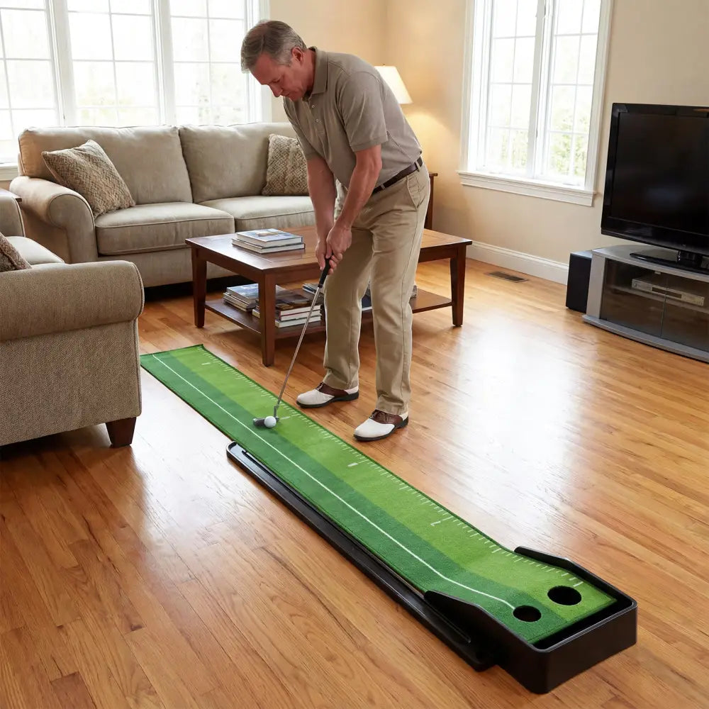 Putting Green Indoor Golf Putting Mat with Auto Ball Return 3 Putting Practice Balls - Golf