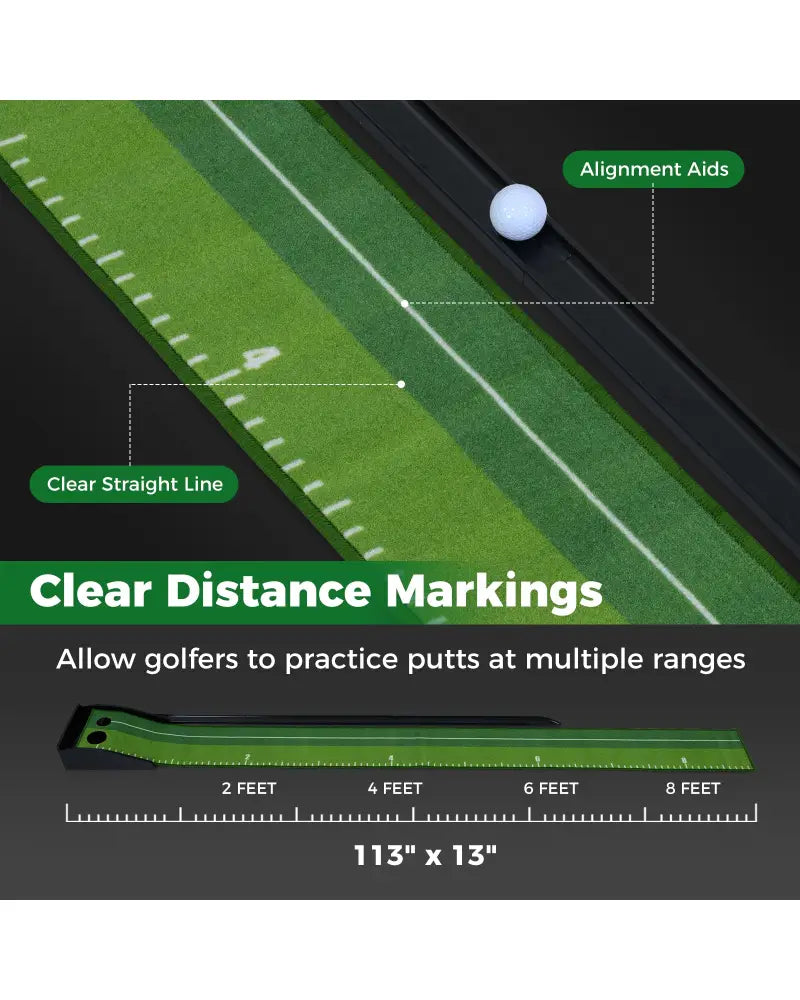 Putting Green Indoor Golf Putting Mat with Auto Ball Return 3 Putting Practice Balls - Golf