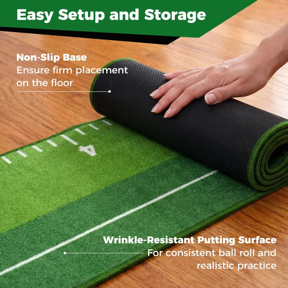 Putting Green Indoor Golf Putting Mat with Auto Ball Return 3 Putting Practice Balls - Golf