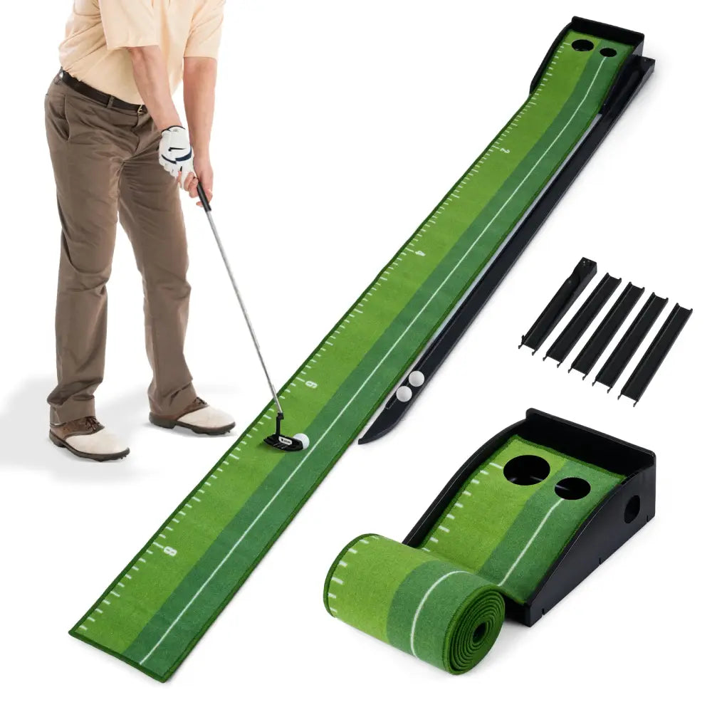 Putting Green Indoor Golf Putting Mat with Auto Ball Return 3 Putting Practice Balls - Golf