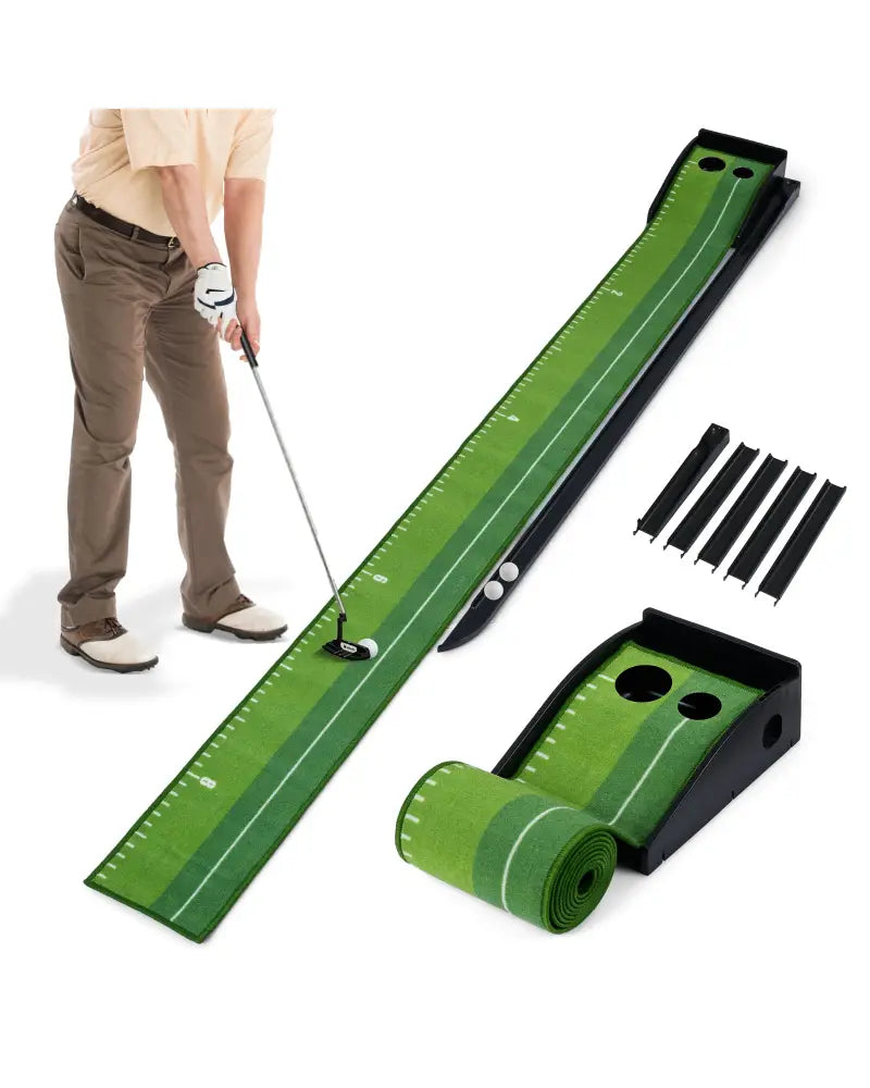 Putting Green Indoor Golf Putting Mat with Auto Ball Return 3 Putting Practice Balls - Golf