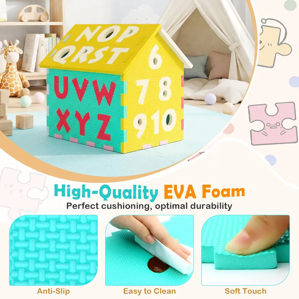 Puzzle Floor Mats with Interlocking Alphabet and Number for Kids - Baby Gyms & Playmats