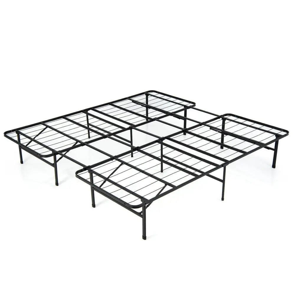 Queen/King Size Folding Steel Platform Bed Frame for Kids and Adults-King Size - Black - Folding Beds