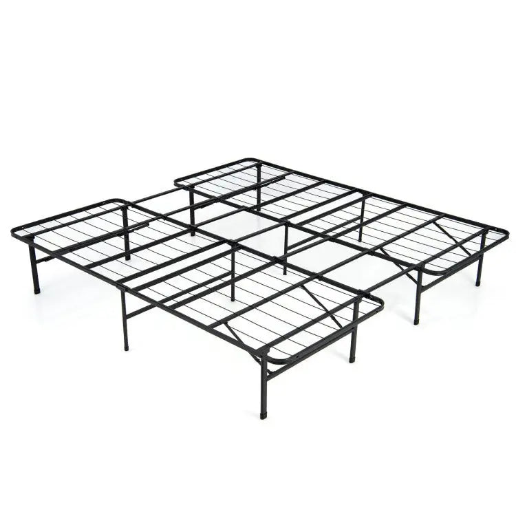 Queen/King Size Folding Steel Platform Bed Frame for Kids and Adults-King Size - Black - Folding Beds