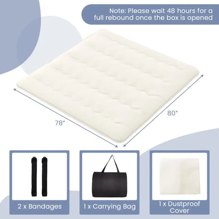 Queen/King/Twin/Full Futon Mattress Floor Sleeping Pad with Washable Cover Beige-King Size - Beige - Mattresses