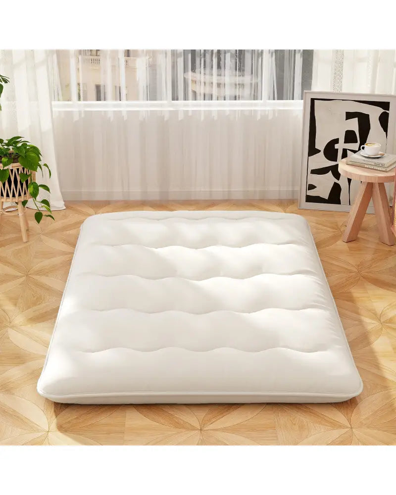 Queen/King/Twin/Full Futon Mattress Floor Sleeping Pad with Washable Cover Beige-Full Size - Beige - Mattresses