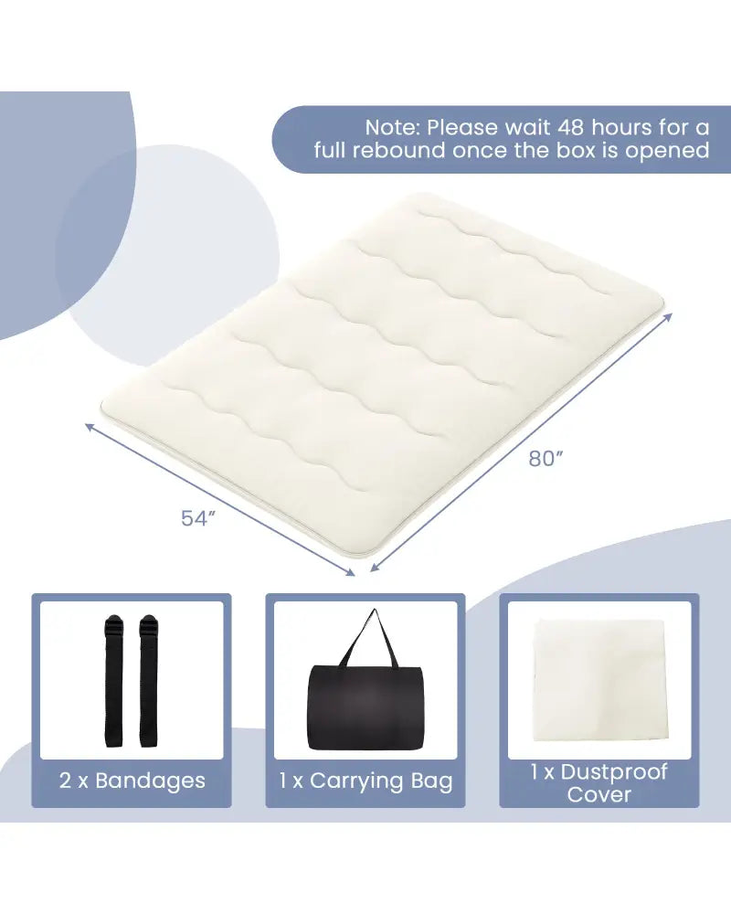 Queen/King/Twin/Full Futon Mattress Floor Sleeping Pad with Washable Cover Beige-Full Size - Beige - Mattresses