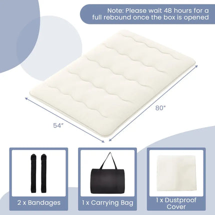 Queen/King/Twin/Full Futon Mattress Floor Sleeping Pad with Washable Cover Beige-Full Size - Beige - Mattresses