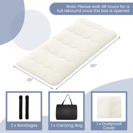 Queen/King/Twin/Full Futon Mattress Floor Sleeping Pad with Washable Cover Beige-Twin Size - Beige - Mattresses