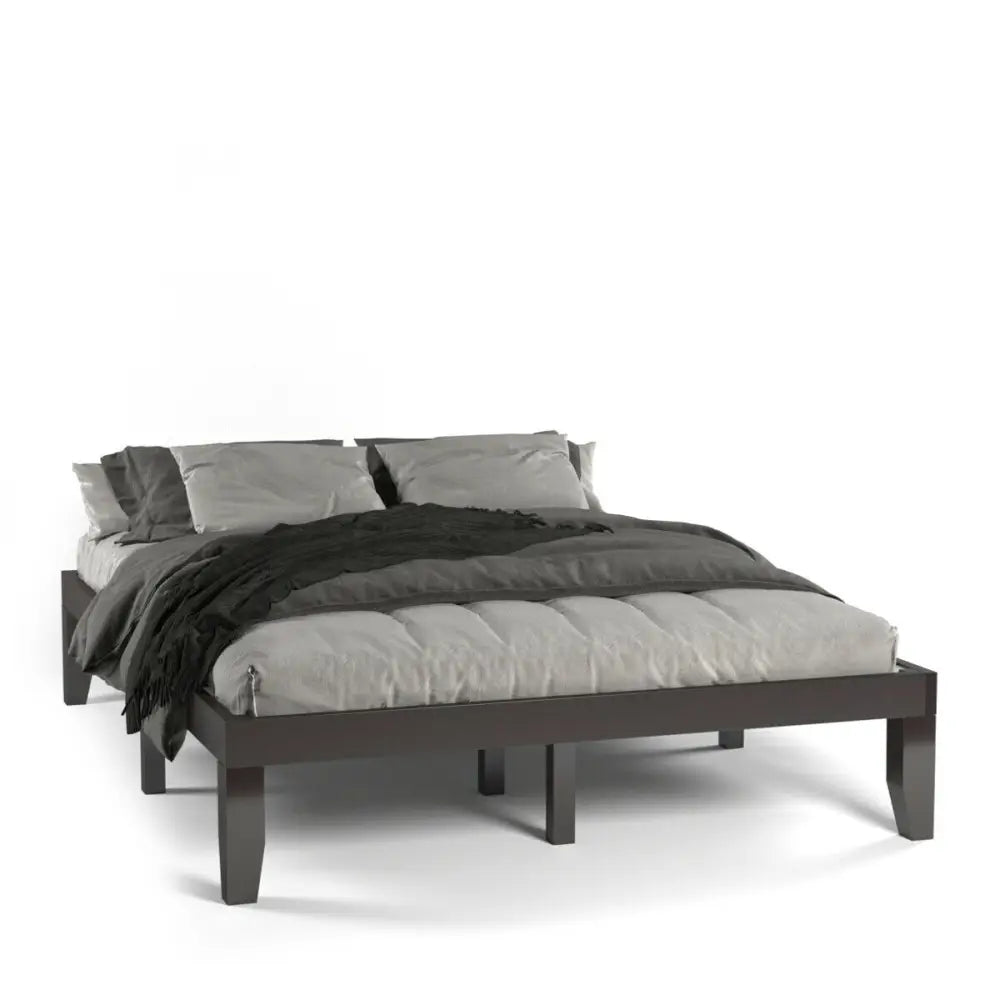 Queen Size 14 Inch Wooden Bed Mattress Frame-Brown - Brown - Simple Bed Frame
