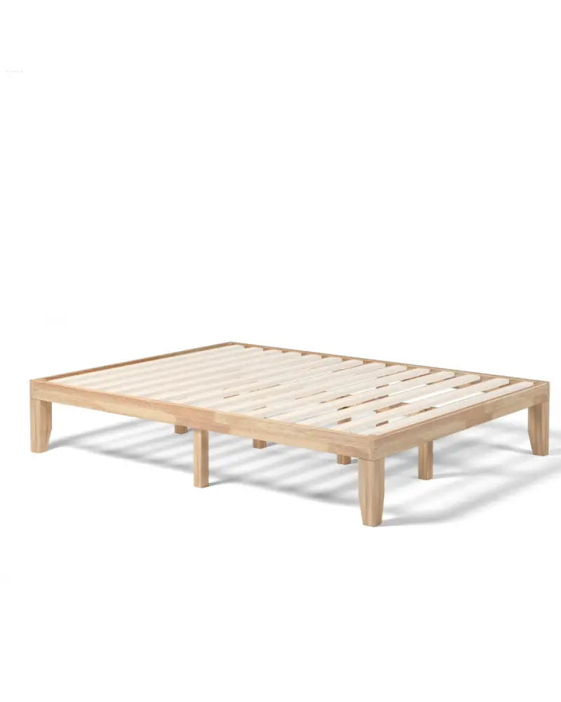 Queen Size 14 Inch Wooden Bed Mattress Frame-Natural - Natural - Simple Bed Frame