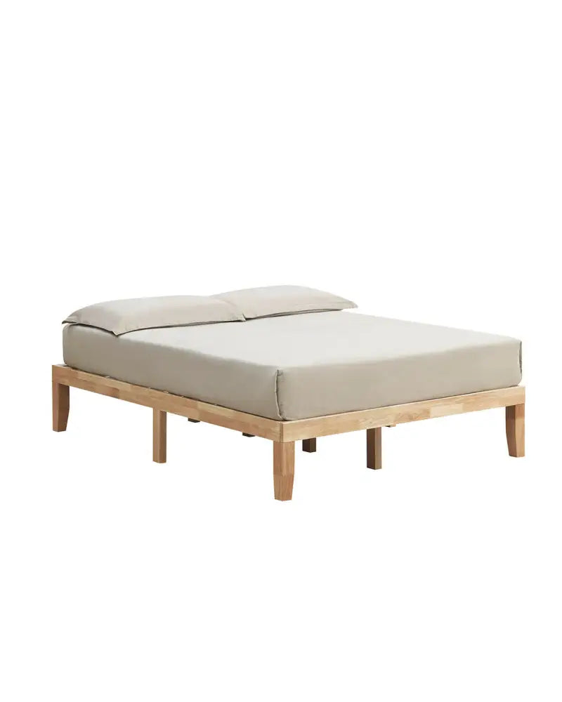 Queen Size 14 Inch Wooden Bed Mattress Frame-Natural - Natural - Simple Bed Frame