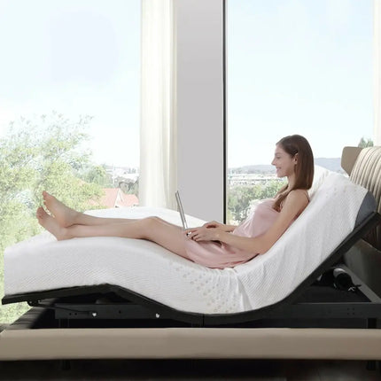 Queen Size Adjustable Bed Base Frame with Wireless Remote Control - Black - Simple Bed Frame