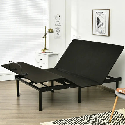 Queen Size Adjustable Bed Base Frame with Wireless Remote Control - Black - Simple Bed Frame
