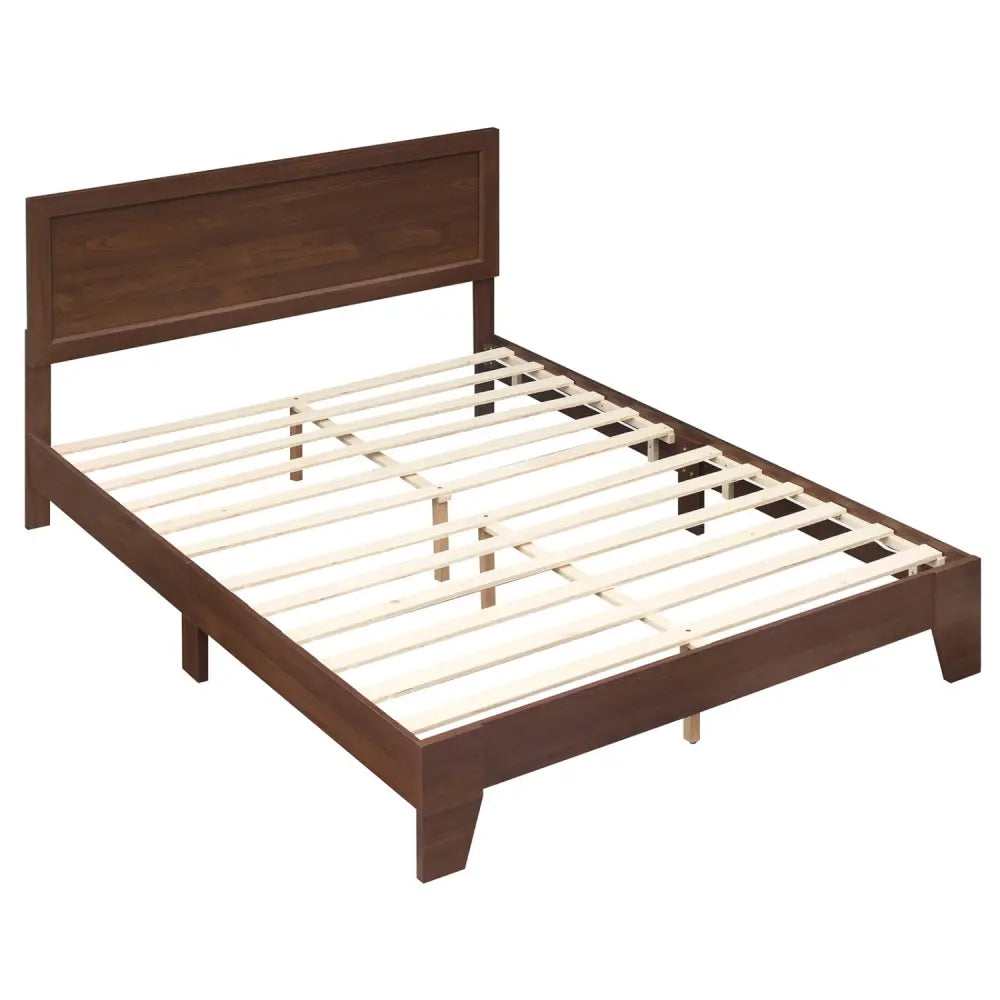 Queen Size Bed Frame with Headboard-Walnut - Walnut - Simple Bed Frame
